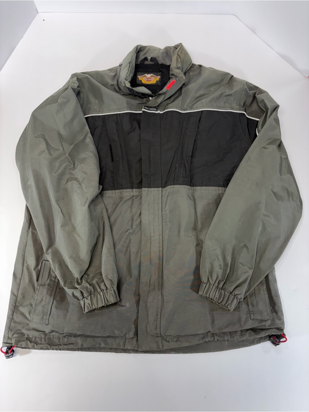 Vintage Harley-Davidson Reflective Back Graphic Riding Jacket Gray Black Medium